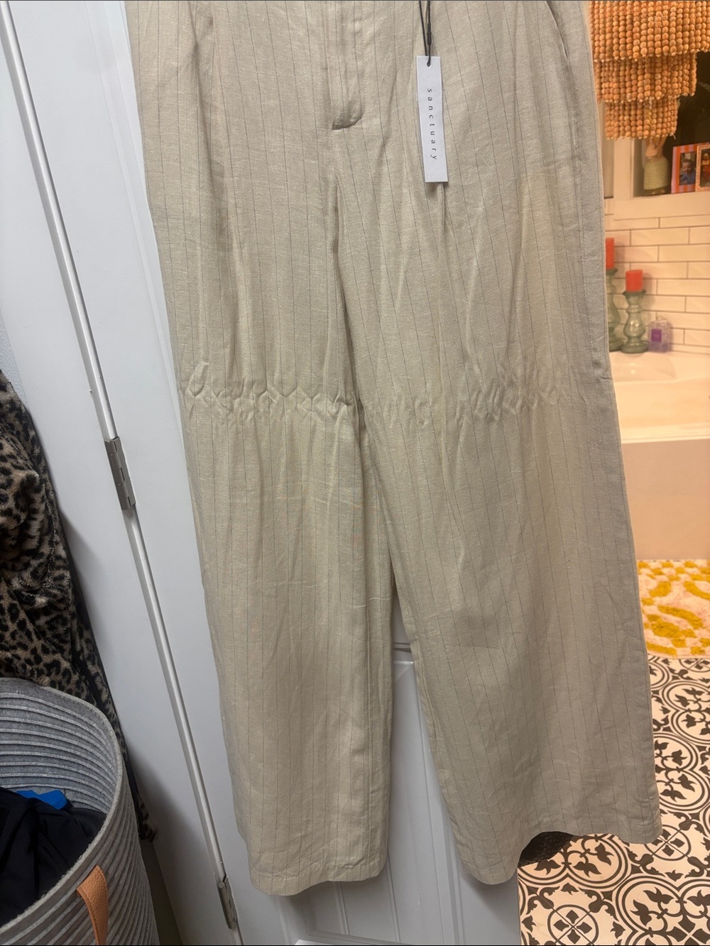 Sanctuary Natural Pinstripe Wide Leg Pants